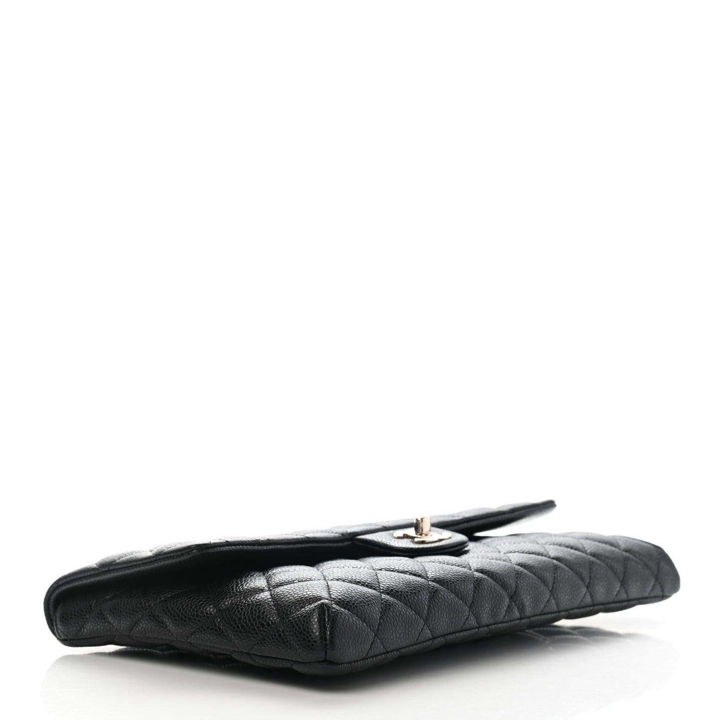 Caviar Quilted Flap Clutch Black