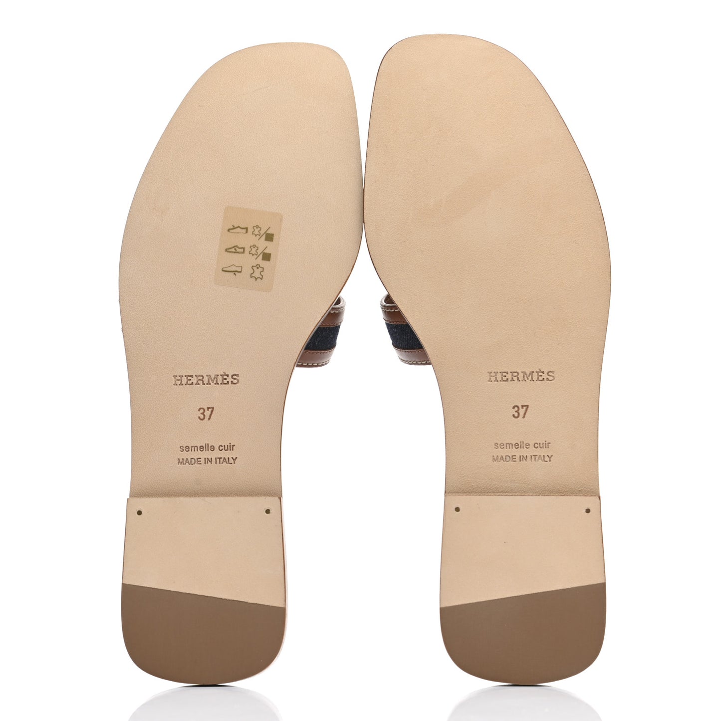 Calfskin Denim Oran Sandals 37 Bleu Brut Gold