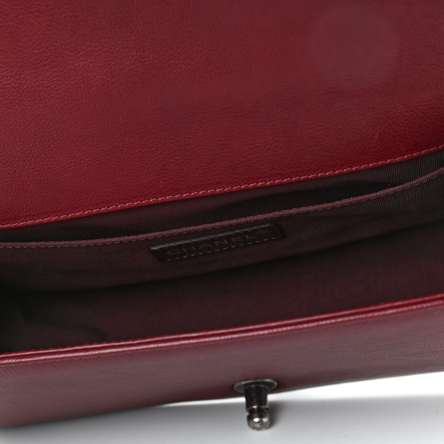 Calfskin Double Stitch Medium Boy Flap Burgundy