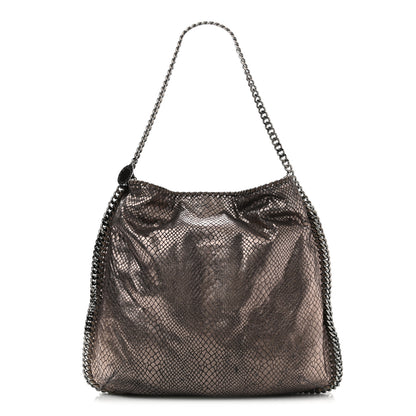 Stella McCartney Metallic Snakeskin Print Falabella Tote Ruthenium 1 of 10