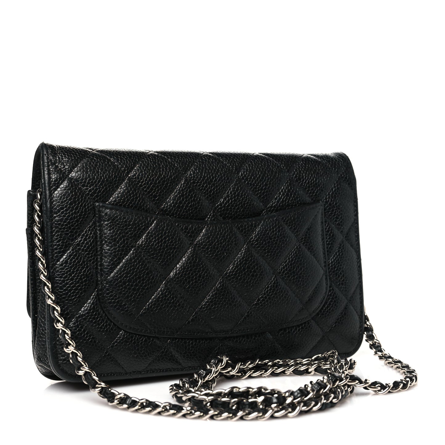 Caviar Quilted Wallet on Chain WOC Black
