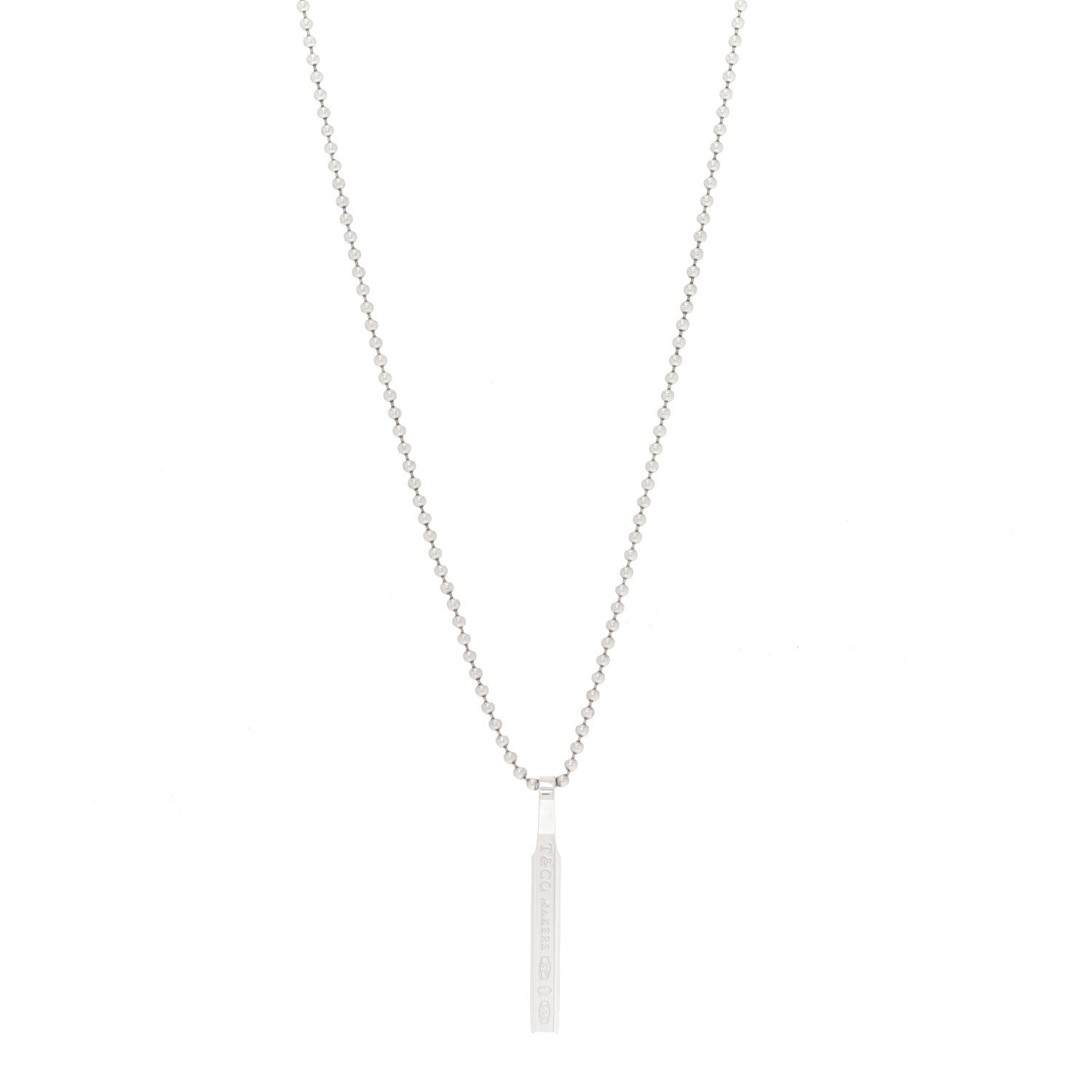 Tiffany Sterling Silver 1837 Makers Bar Pendant Necklace 1 of 6