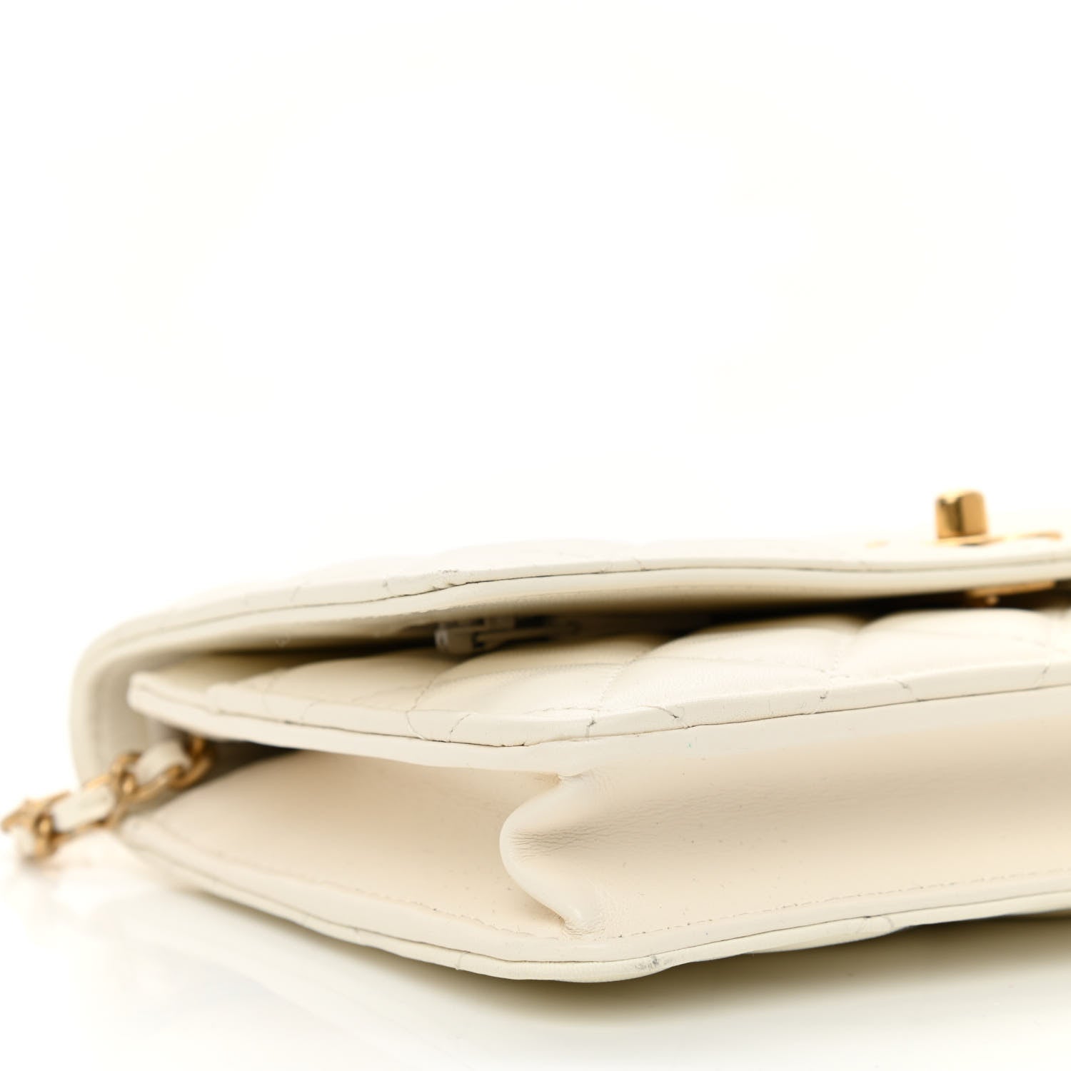 Chanel Lambskin Quilted CC Pearl Crush Wallet on Chain WOC White 21 of 24