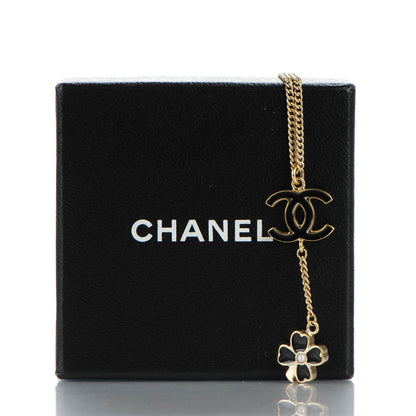 Chanel Enamel CC Camellia Flower Drop Necklace Black Gold 5 of 5