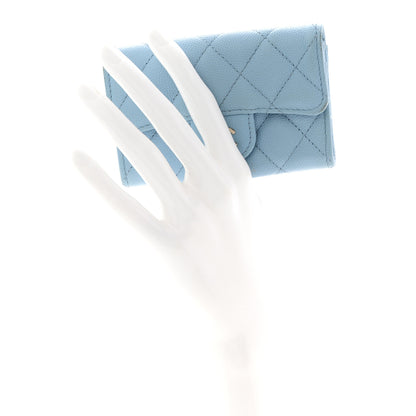 Chanel Caviar Quilted Flap Card Holder Wallet Light Blue 2 of 9
