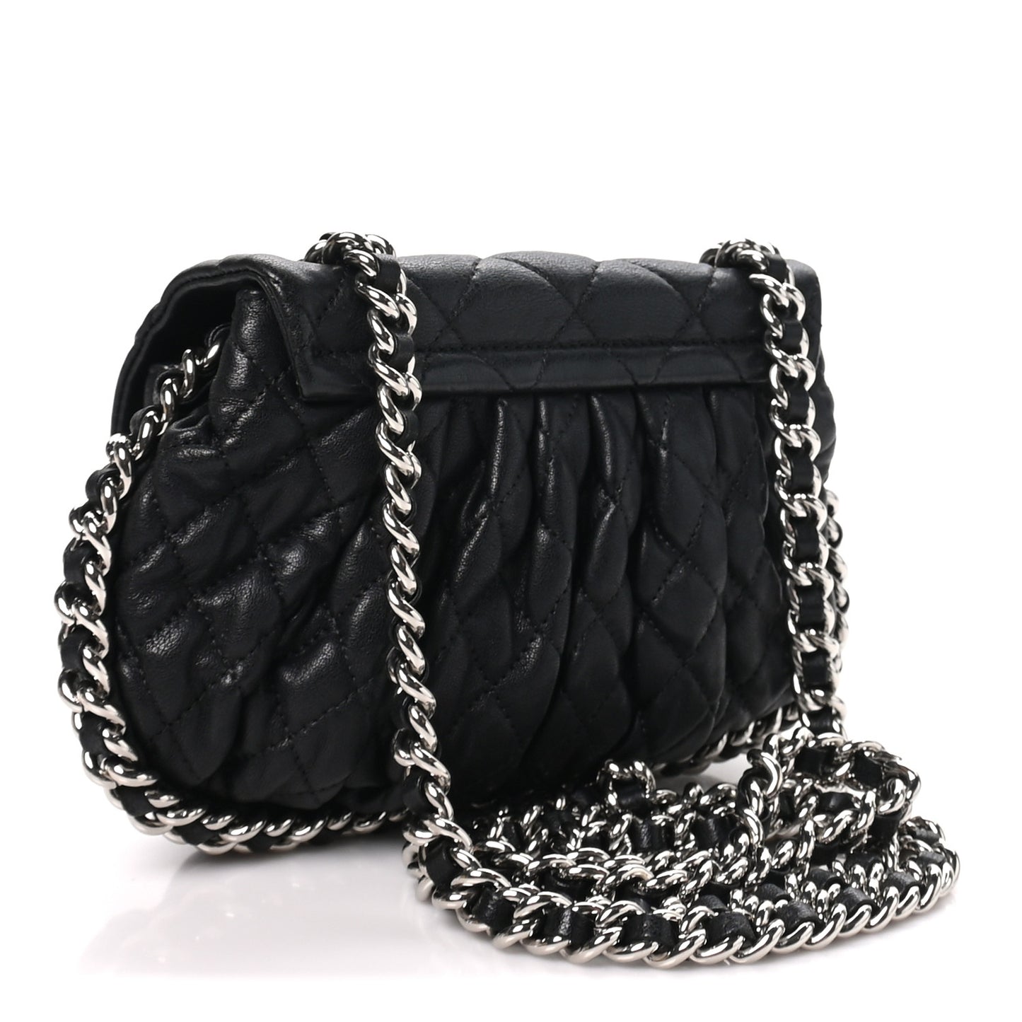 Washed Lambskin Quilted Mini Chain Around Messenger Black