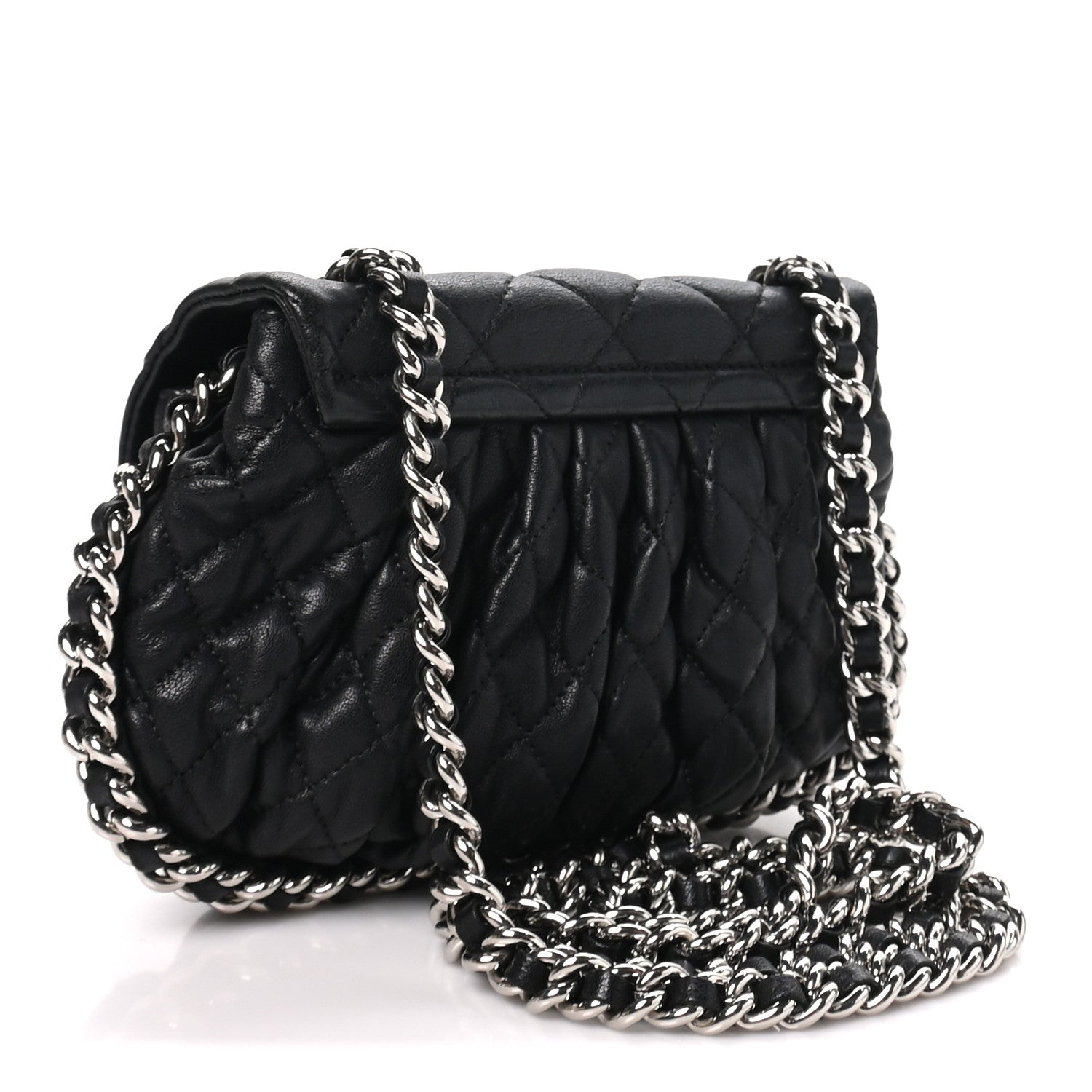 Chanel Washed Lambskin Quilted Mini Chain Around Messenger Black 3 of 10