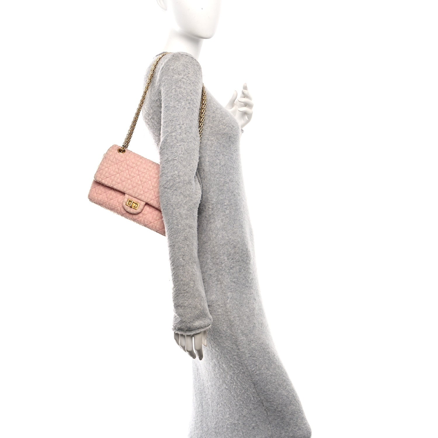 Chanel Wool Tweed Quilted 2.55 Reissue 225 Flap Light Pink 2 of 14