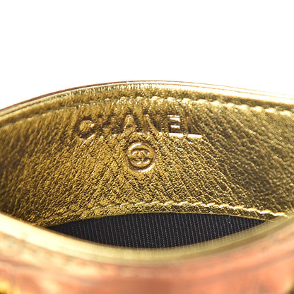 Chanel Metallic Calfskin Crocodile Embossed Cocodile Card Holder Gold 6 of 9