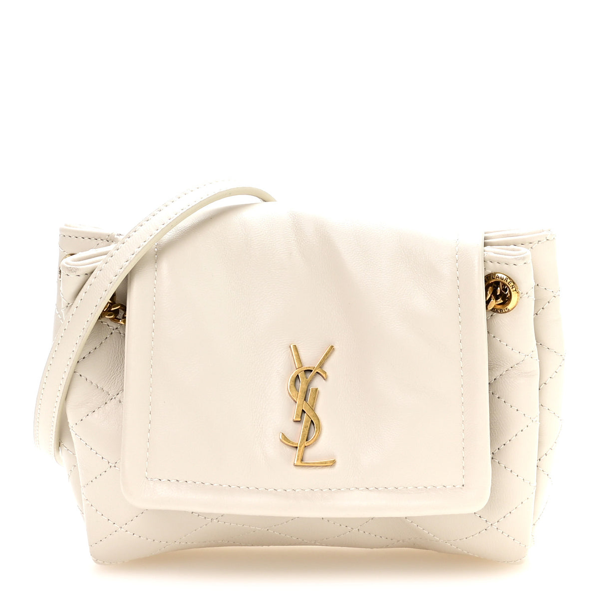 Lambskin Quilted Monogram Mini Nolita Blanc Vintage