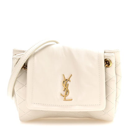 Saint Laurent Lambskin Quilted Monogram Mini Nolita Blanc Vintage 1 of 10