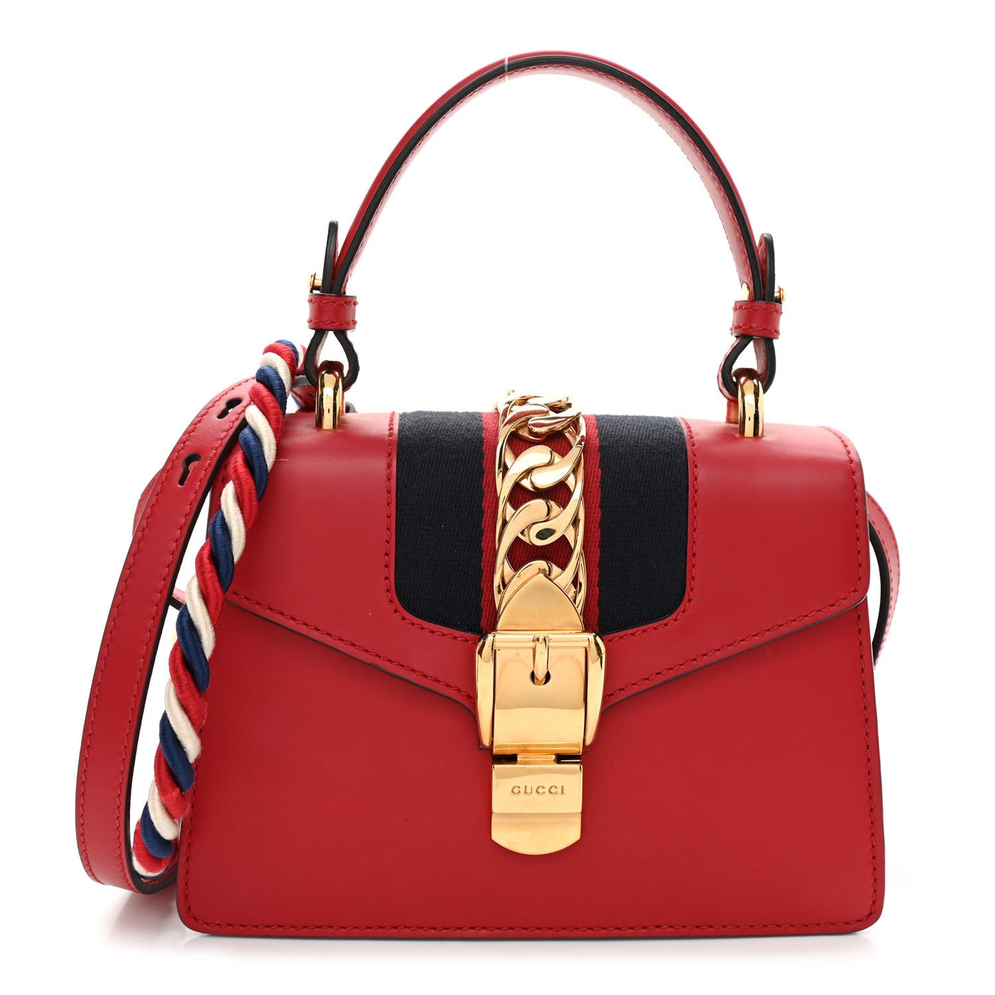 Calfskin Mini Sylvie Top Handle Bag Hibiscus Red