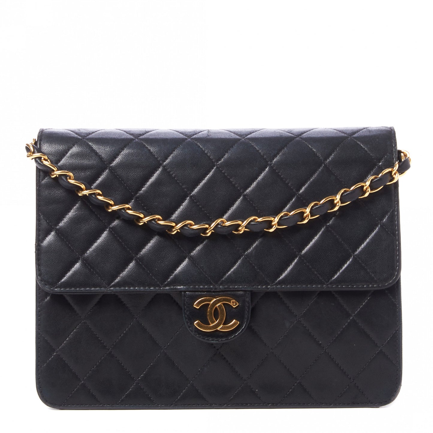 Lambskin Quilted Small Single Flap Black