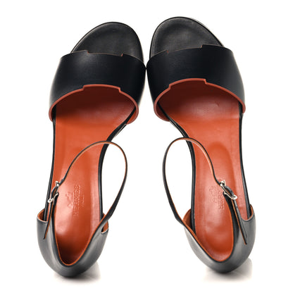 Hermes Calfskin Demoiselle Sandals 39 Black 2 of 10