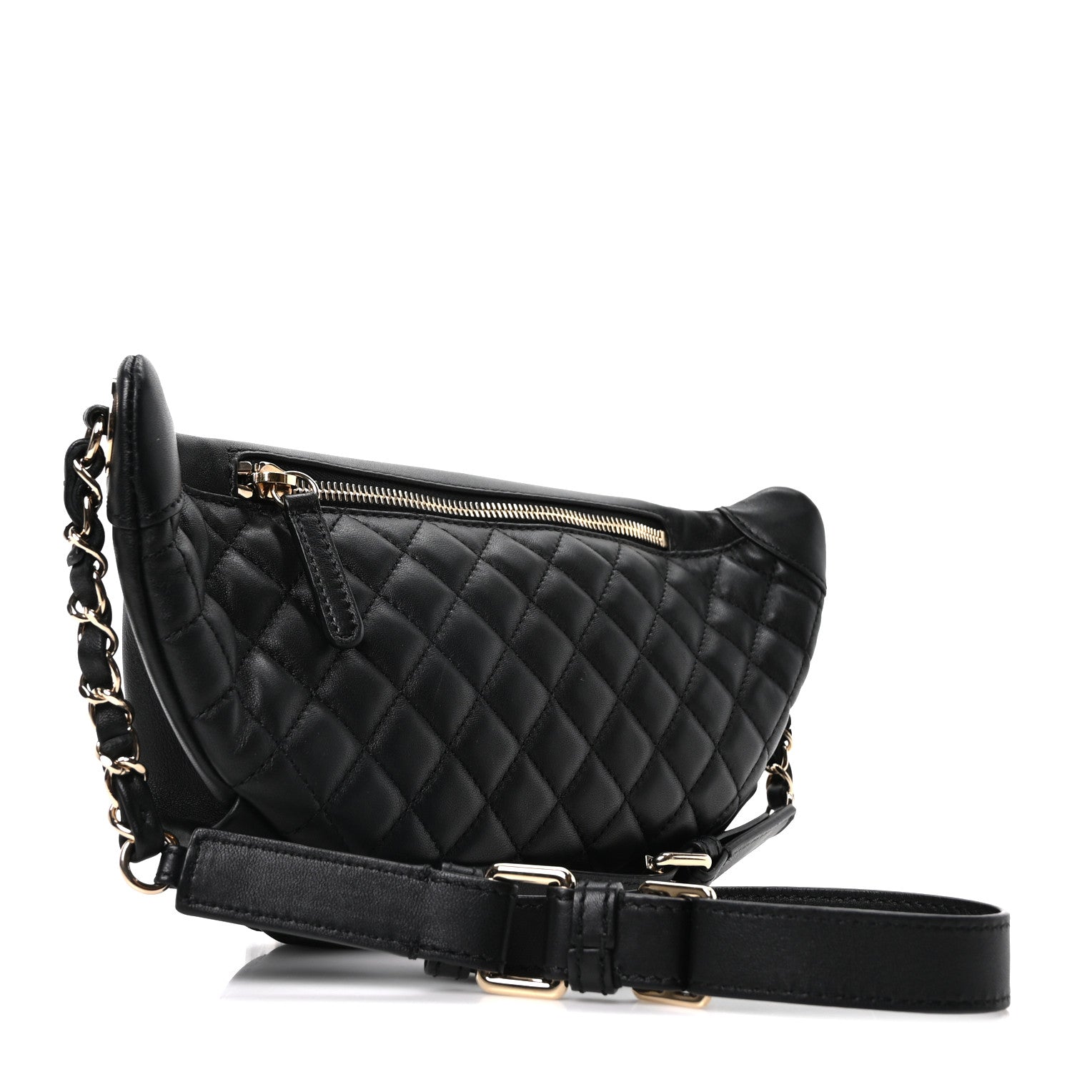Chanel Lambskin Quilted Waist Bag Fanny Pack Black 3 of 10