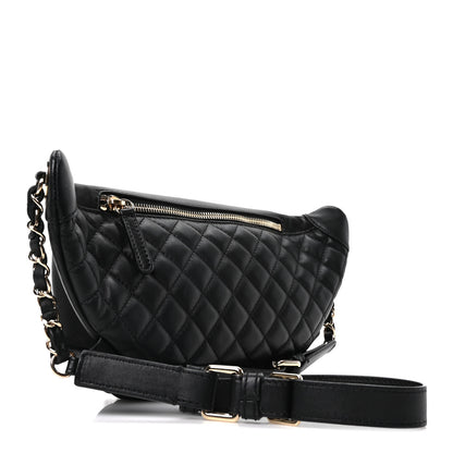 Chanel Lambskin Quilted Waist Bag Fanny Pack Black 3 of 10