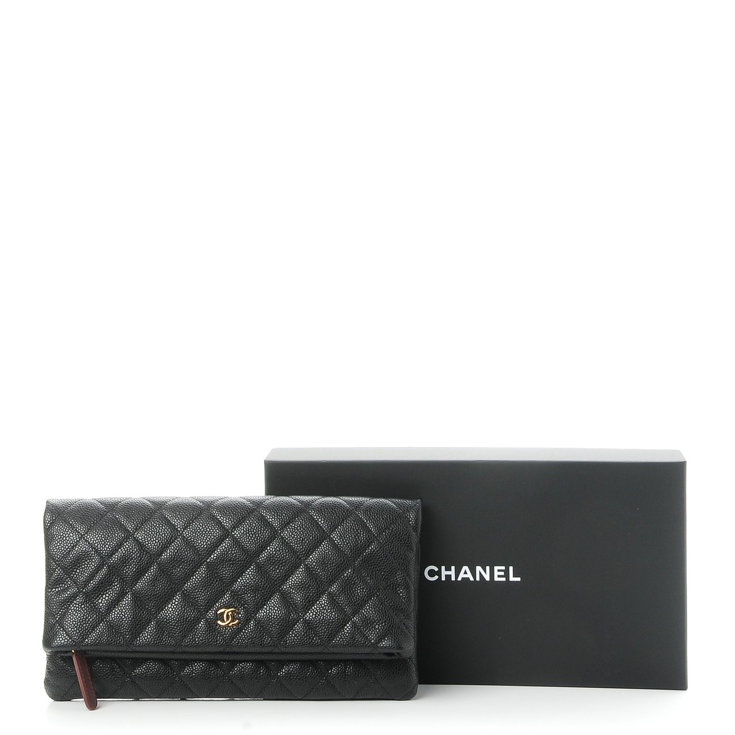 Caviar Quilted CC Beauty Clutch Black