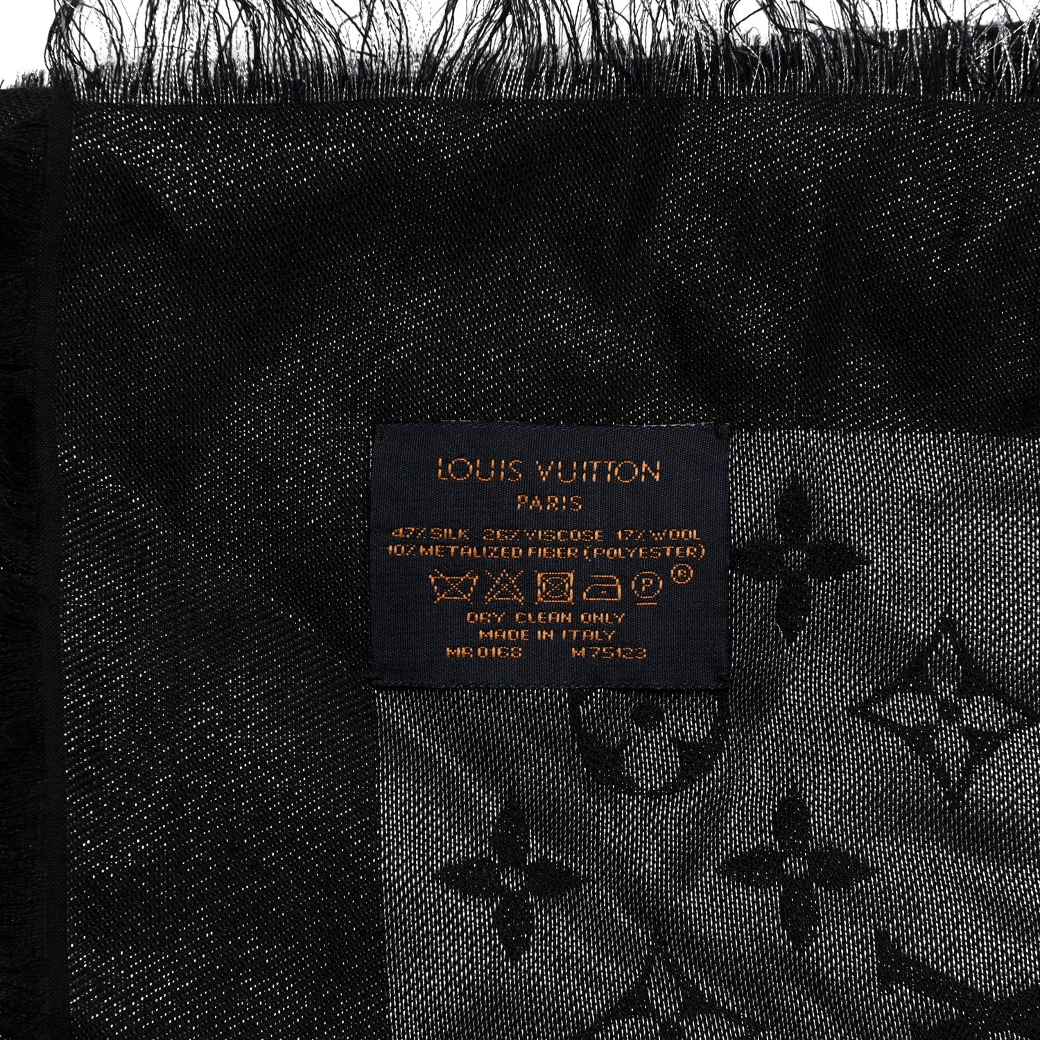 Louis Vuitton Silk Wool Monogram Denim Shawl Black 3 of 6