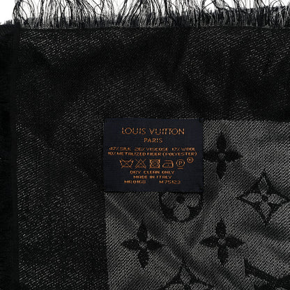 Louis Vuitton Silk Wool Monogram Denim Shawl Black 3 of 6