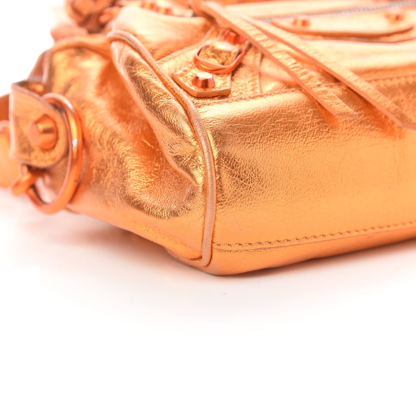 Metallic Agneau Classic Hardware Mini Twiggy Orange
