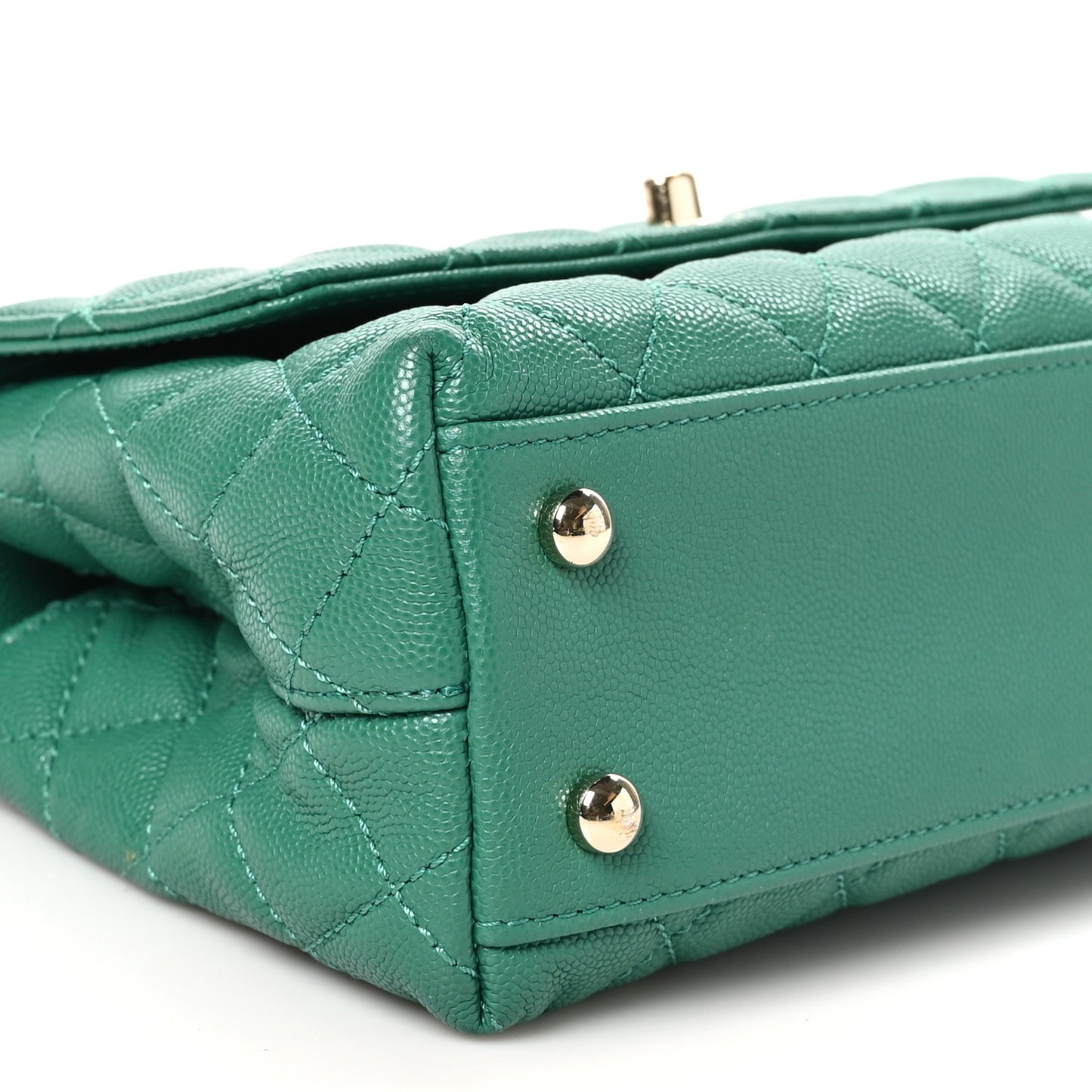 Caviar Quilted Mini Coco Handle Flap Green
