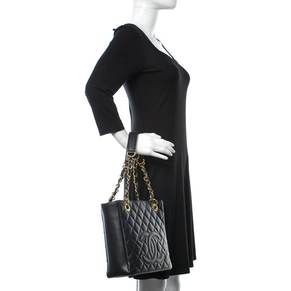 Chanel Caviar Quilted Petit Shopping Tote PST Black 2 of 9