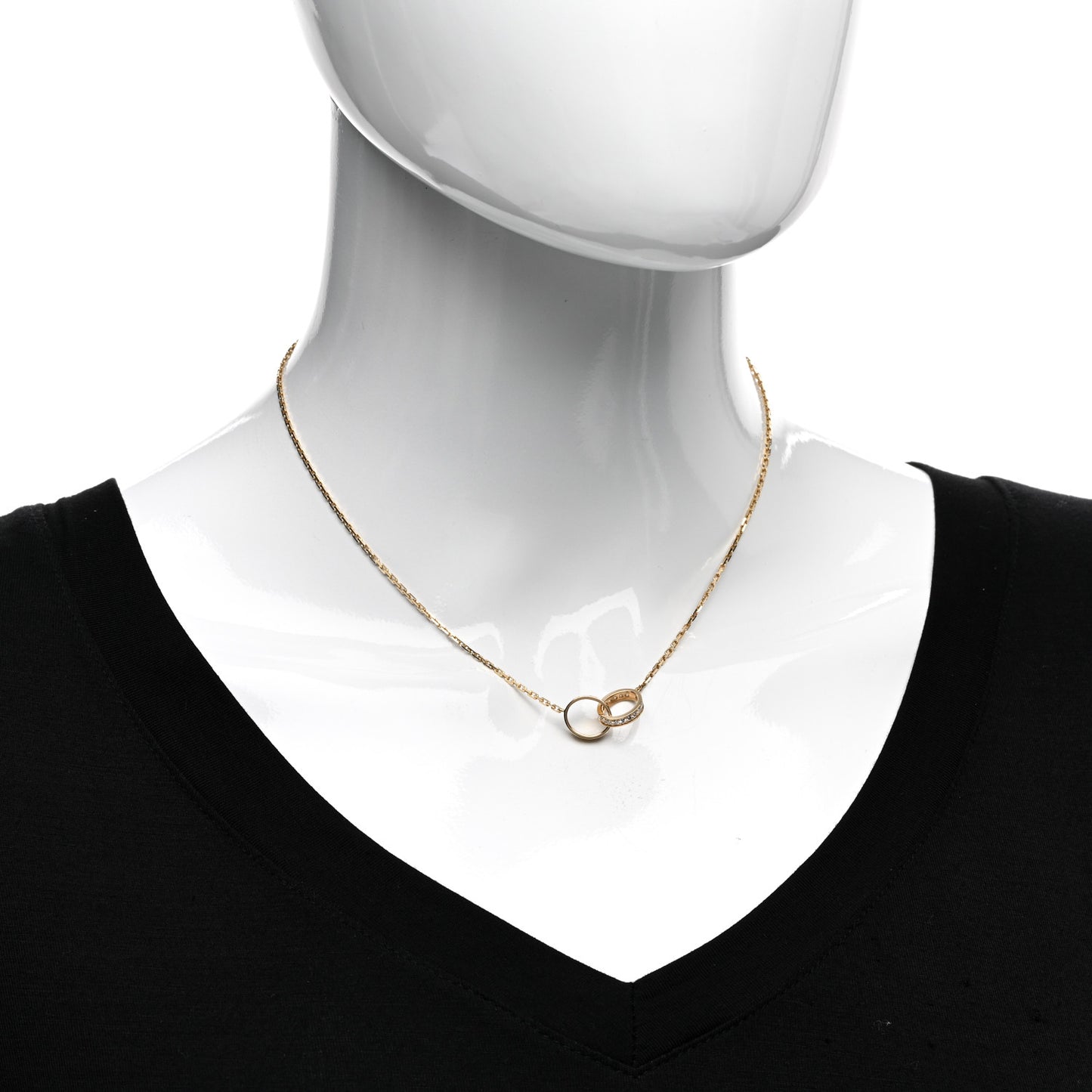 18K Yellow Gold Diamond Interlocking LOVE Necklace