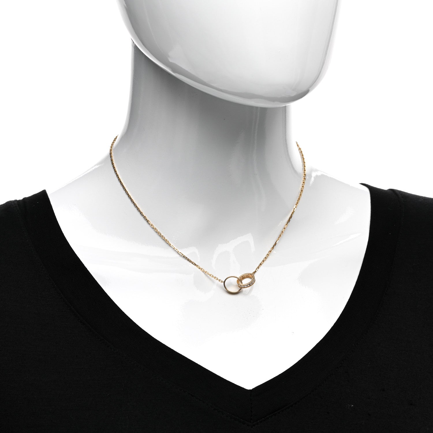 Cartier 18K Yellow Gold Diamond Interlocking LOVE Necklace 2 of 4