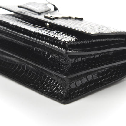 Saint Laurent Calfskin Crocodile Embossed Medium Monogram Sunset Black 7 of 9