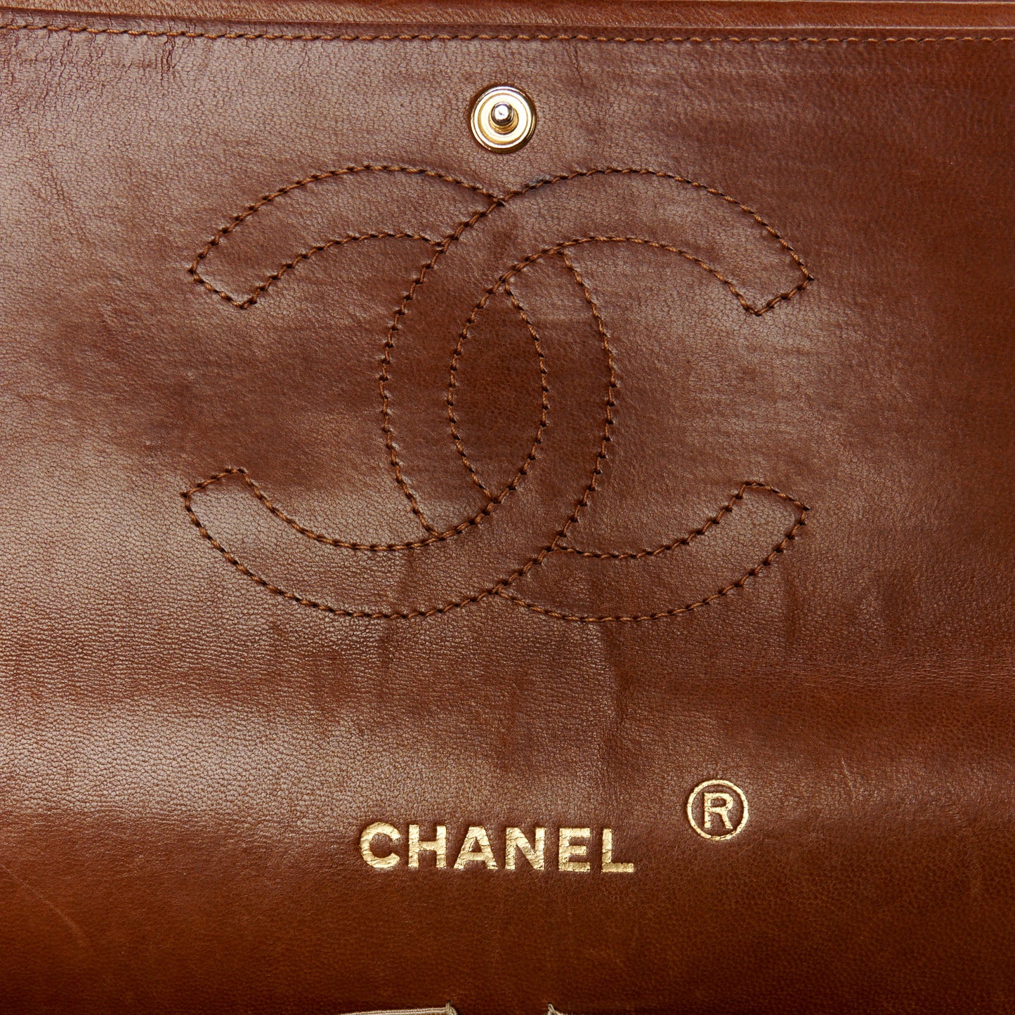 Lambskin Quilted Medium Double Flap Brown