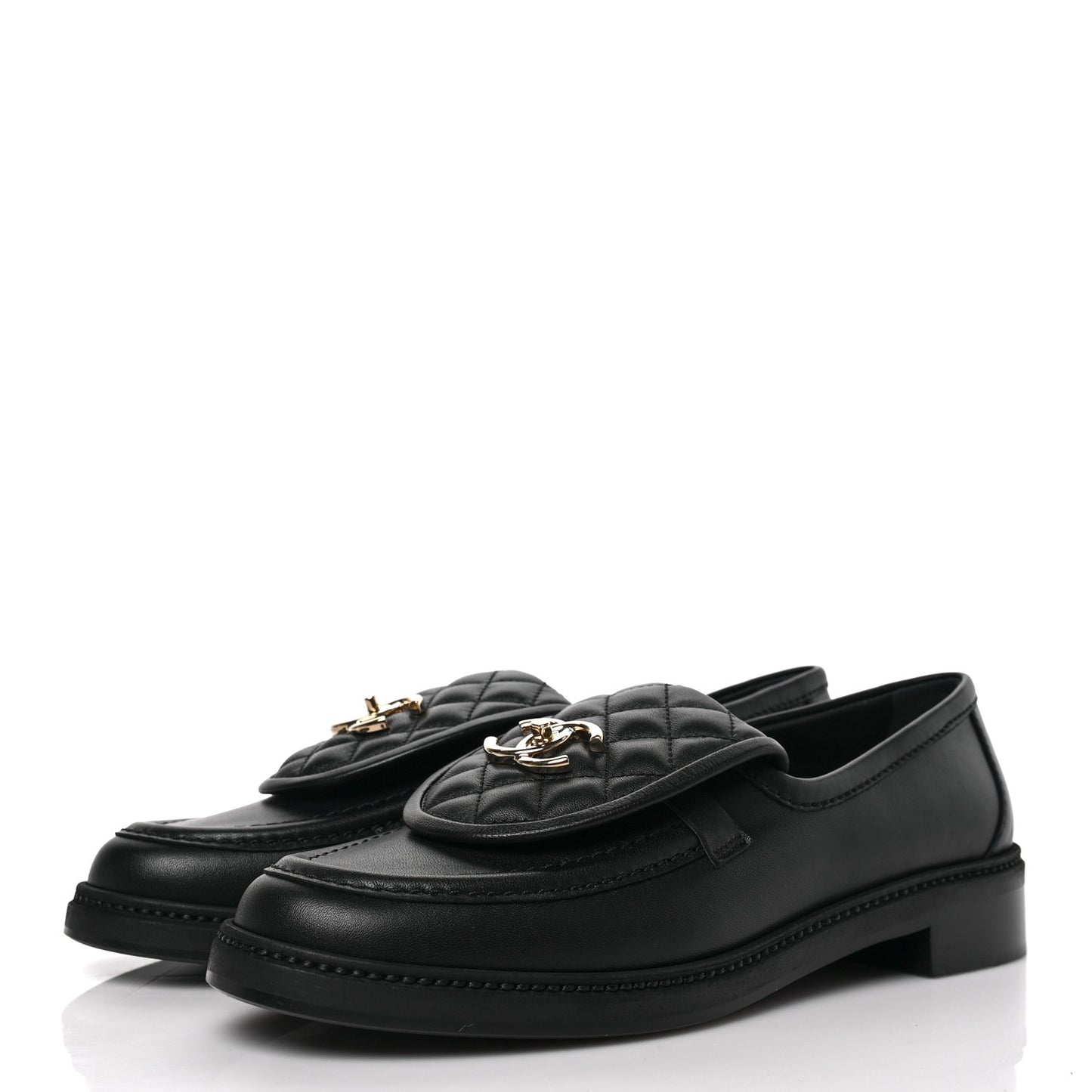 Lambskin Quilted CC Turnlock Loafers 41 Black