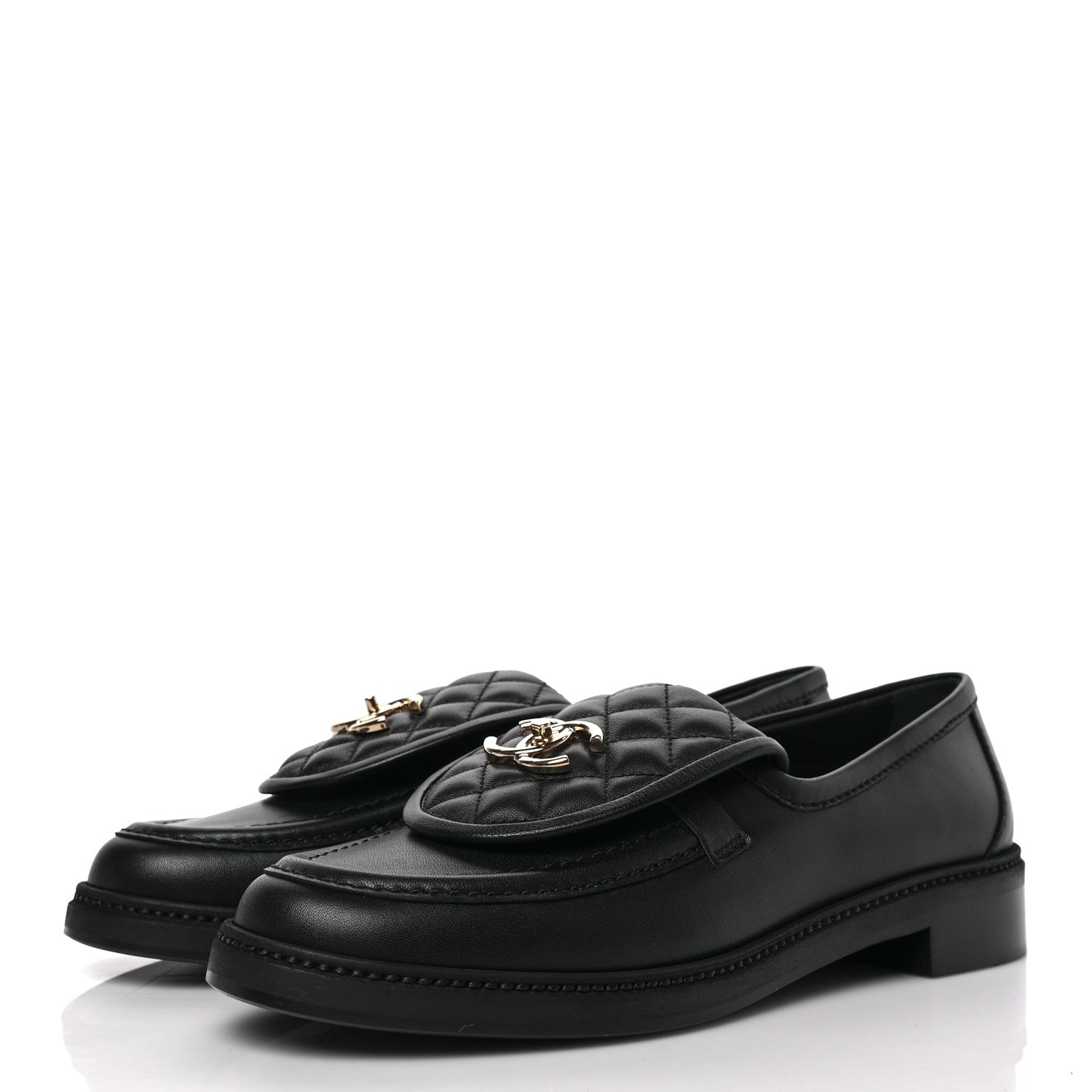 Chanel Lambskin Quilted CC Turnlock Loafers 41 Black 3 of 8