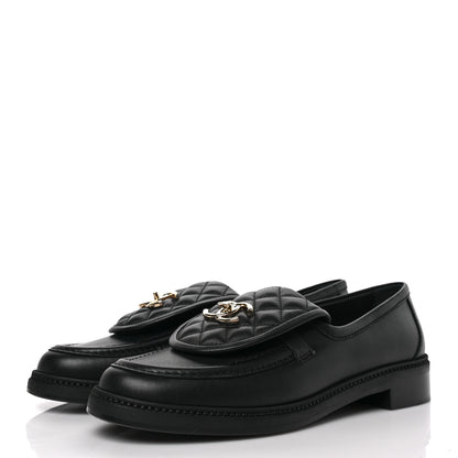 Chanel Lambskin Quilted CC Turnlock Loafers 41 Black 3 of 8