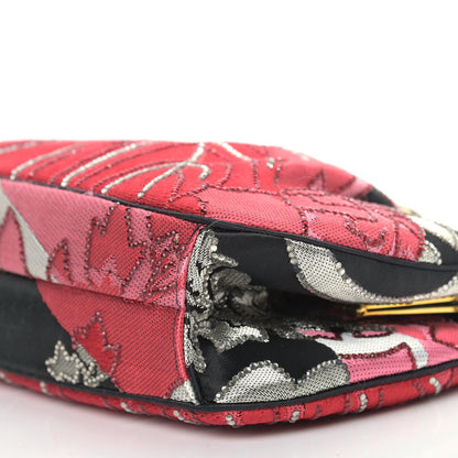 Judith Leiber Satin Crystal Embroidered Clutch Red Black 9 of 9