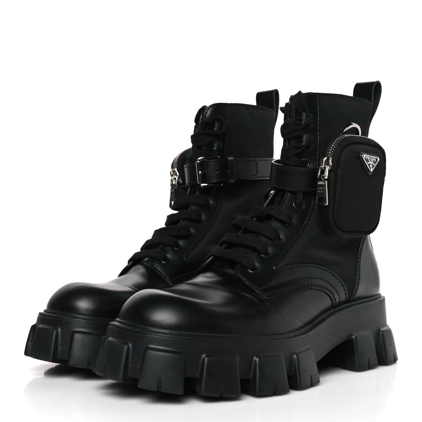 Spazzolato Rois Re-Nylon Metal Triangle Logo Mens Monolith Pouch Pocket 60mm Combat Boots 9.5 Black
