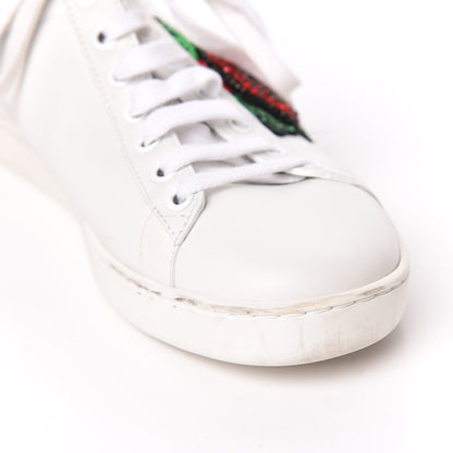 Gucci Calfskin Web Crystal Womens Mouth Ace Sneakers 37 White 14 of 17