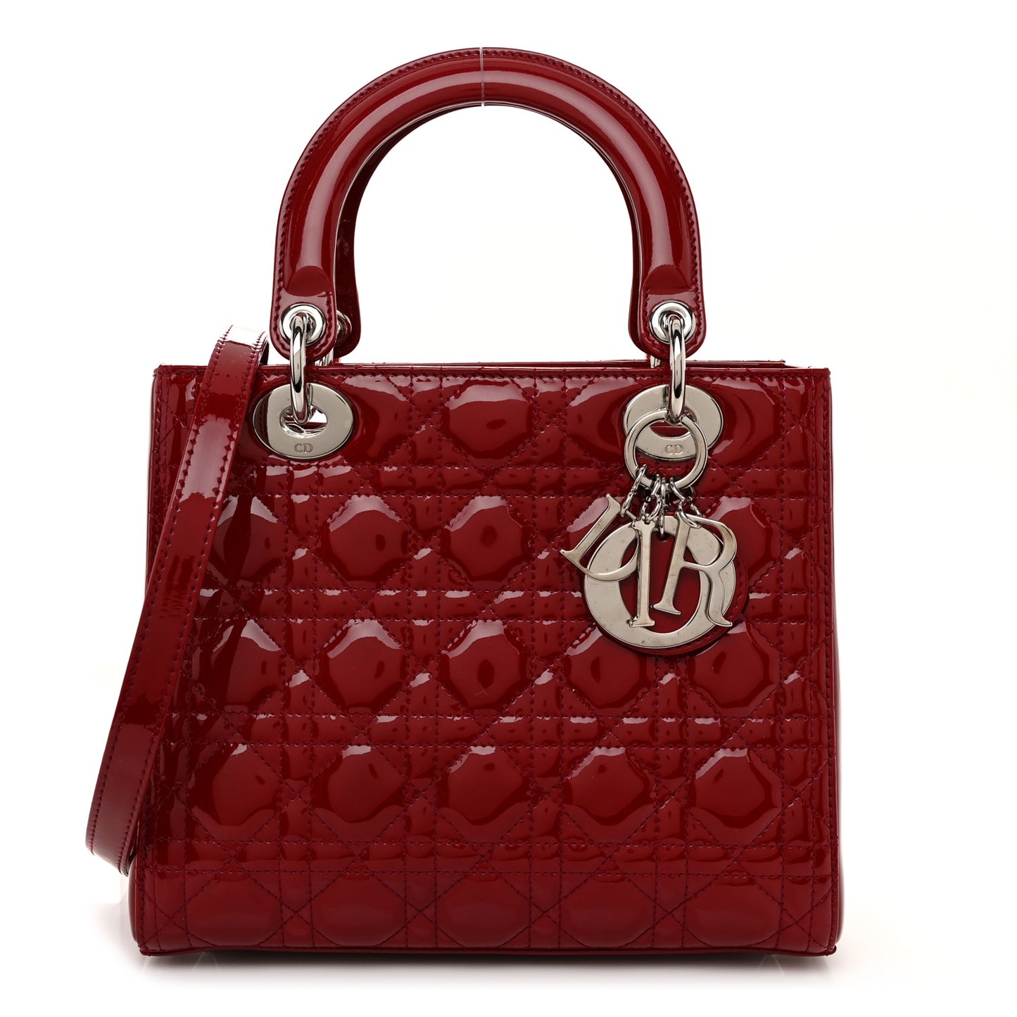 Patent Cannage Medium Lady Dior Red