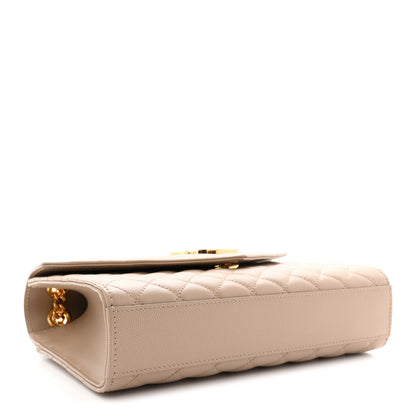 Saint Laurent Grain De Poudre Textured Mixed Matelasse Medium Triquilt Monogram Satchel Dark Beige 4 of 11