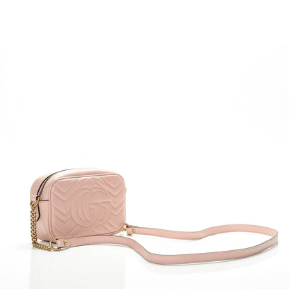 Gucci Calfskin Matelasse Mini GG Marmont Chain Shoulder Bag Perfect Pink 3 of 7