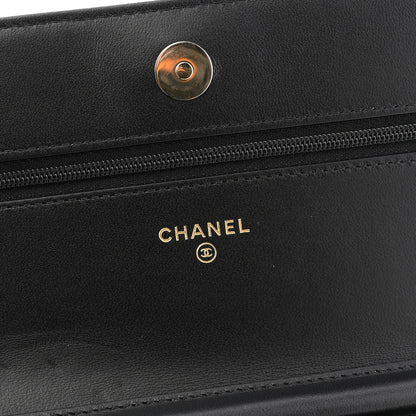 Chanel Lambskin Quilted Enamel CC Wallet On Chain WOC Black 6 of 11