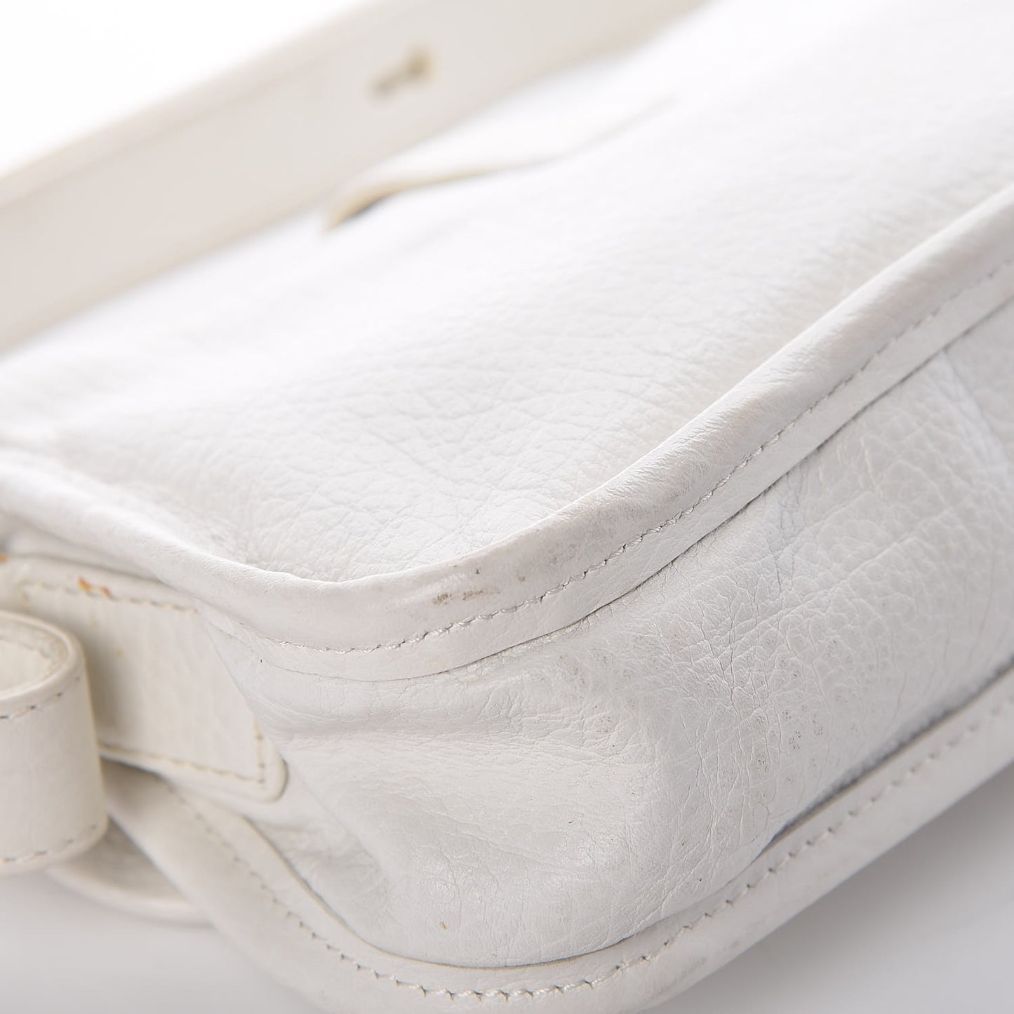 Calfskin Mademoiselle Flap Shoulder Bag White