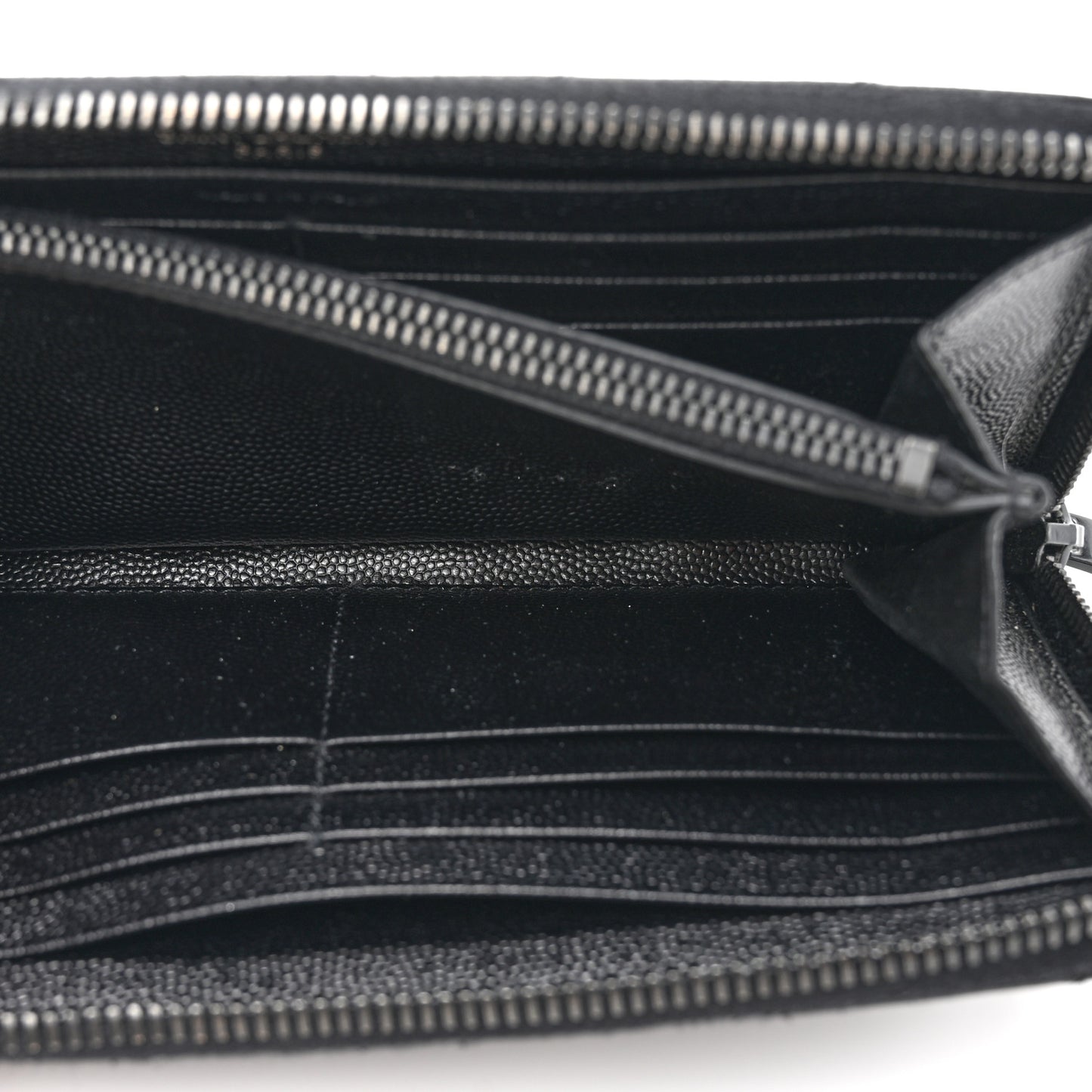 Grain De Poudre Matelasse Chevron Monogram Monochrome Zip Around Wallet Black