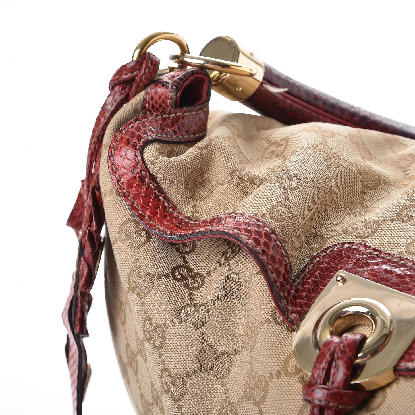Monogram Python Large Unicef Indy Top Handle Hobo Red