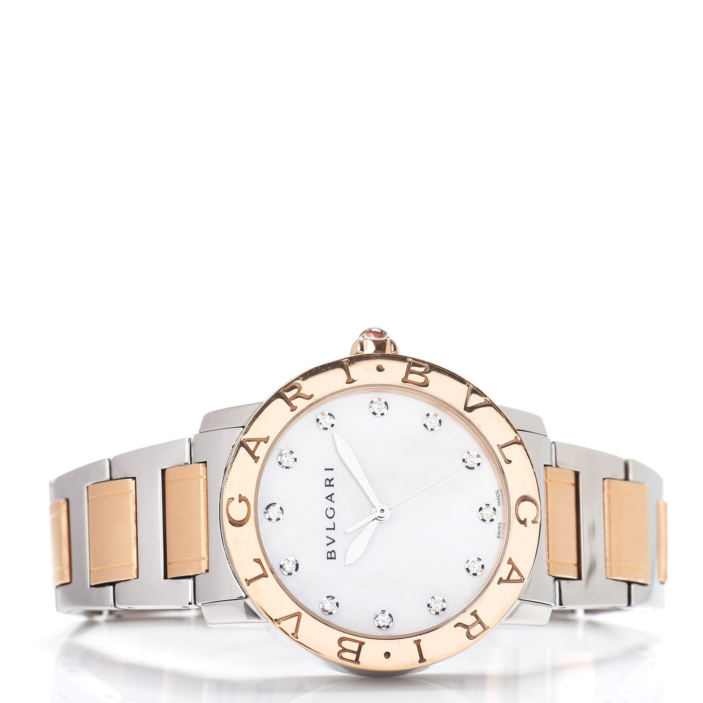 Stainless Steel 18K Rose Gold Diamond Mother of Pearl 37mm Automatic Watch
