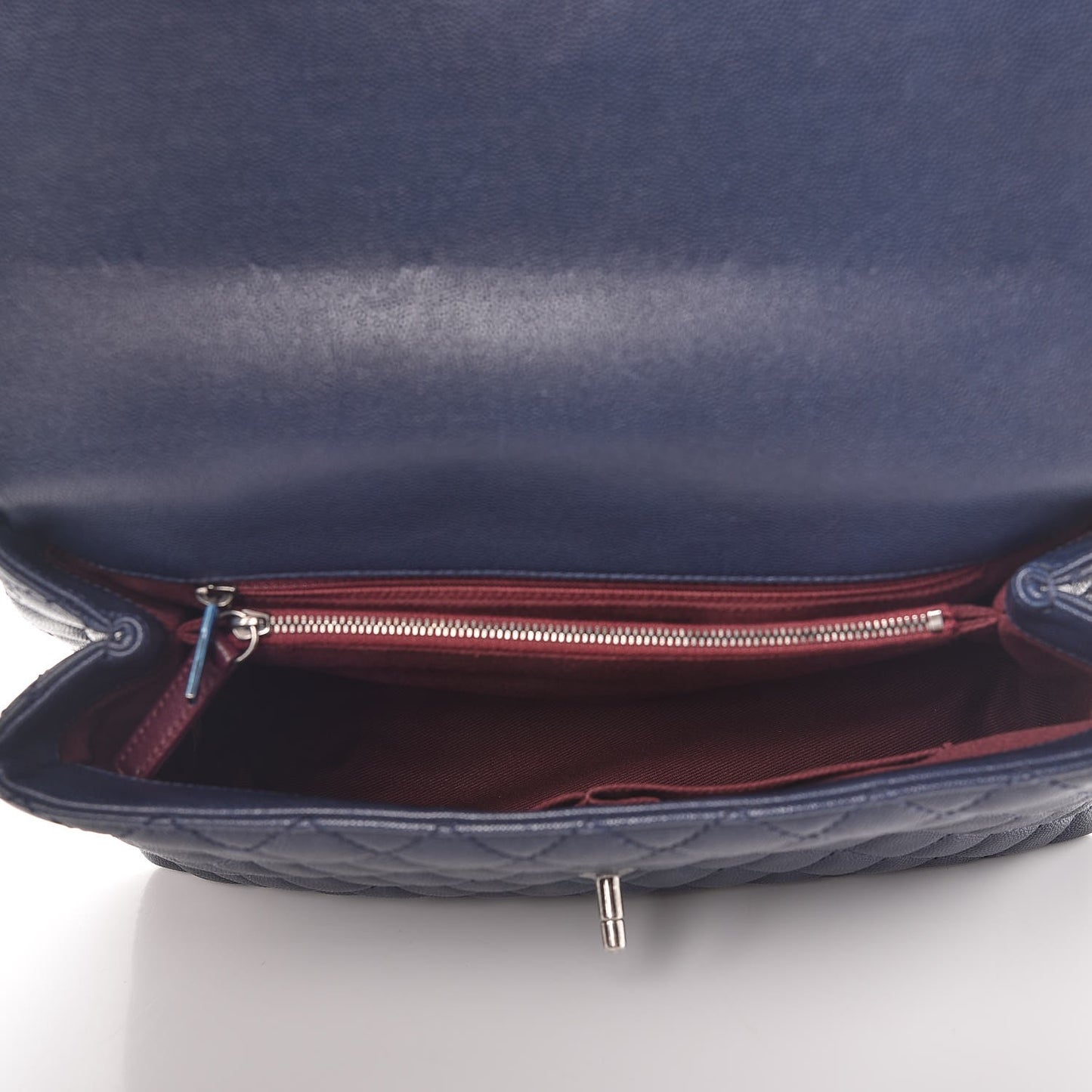 Caviar Quilted Medium Coco Handle Flap Navy Blue