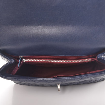 Chanel Caviar Quilted Medium Coco Handle Flap Navy Blue 6 of 11