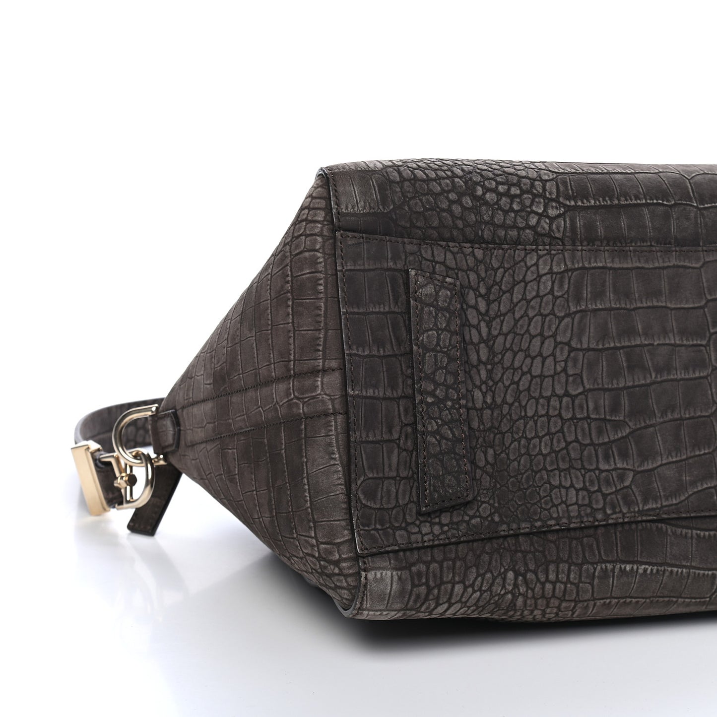 Nubuck Crocodile Embossed Medium Antigona Brown