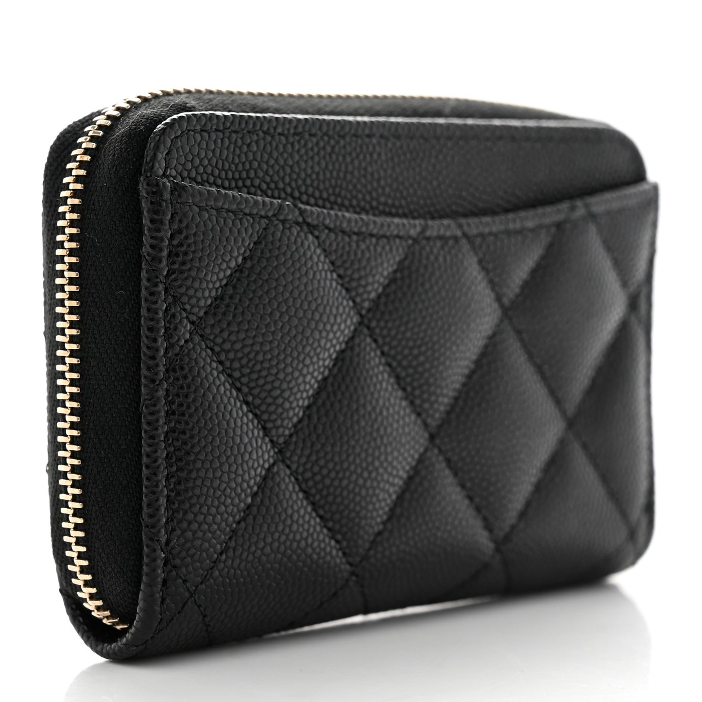 Caviar Enamel Coco Casino Quilted Zip Coin Purse Black
