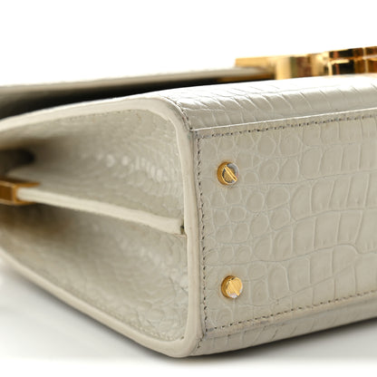 Saint Laurent Crocodile Embossed Mini Classic Monogram Cassandra Top Handle Crema Soft 9 of 12
