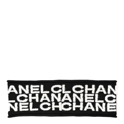 Chanel Cashmere Logo Headband Black White 2 of 6
